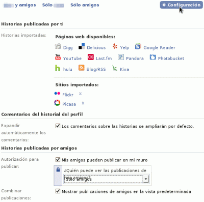 Configuración del muro