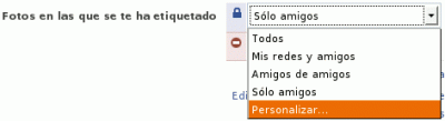Fotos en las que se te ha etiquetado → Personalizar